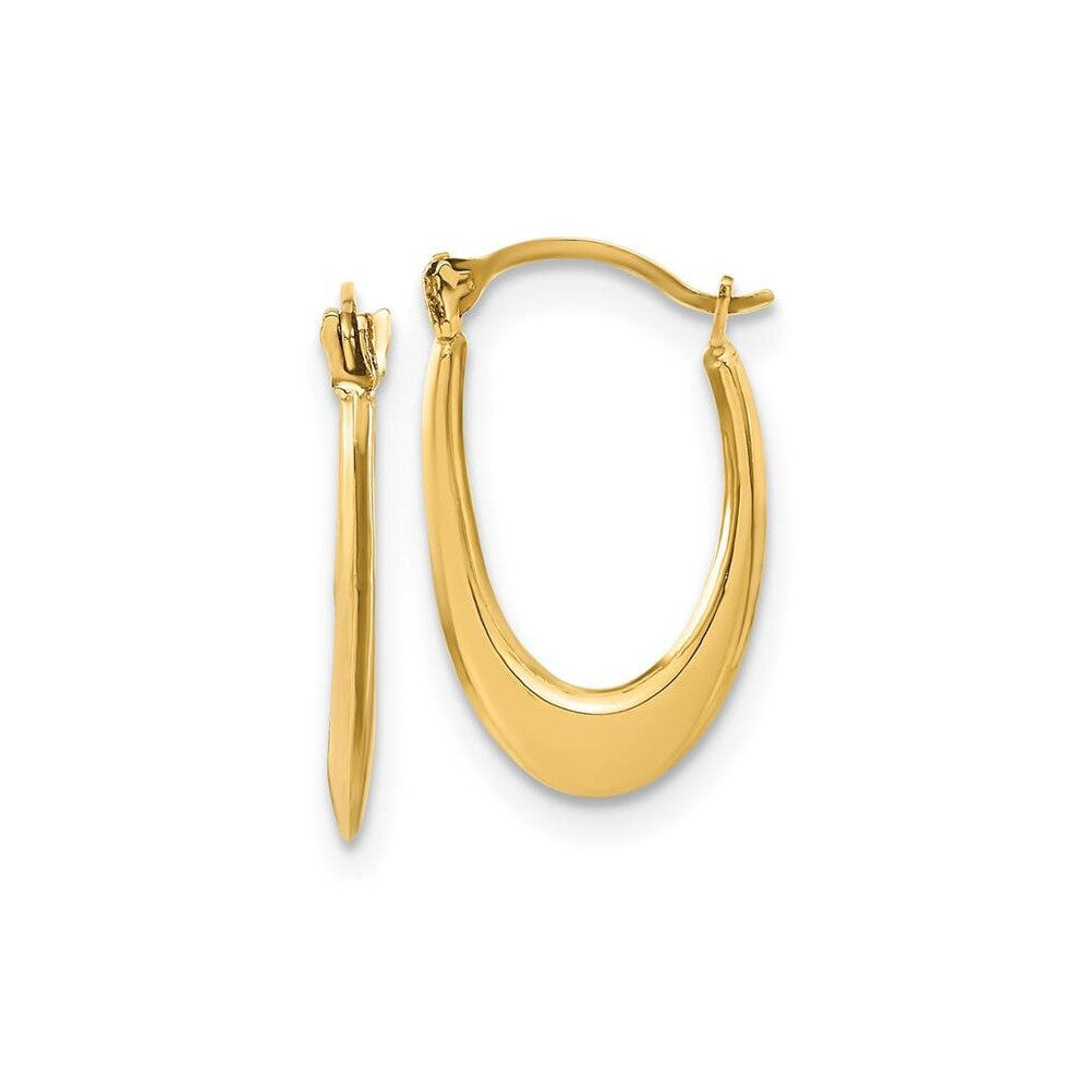 14K Yellow Gold Polished Hollow U-Shaped Hoops