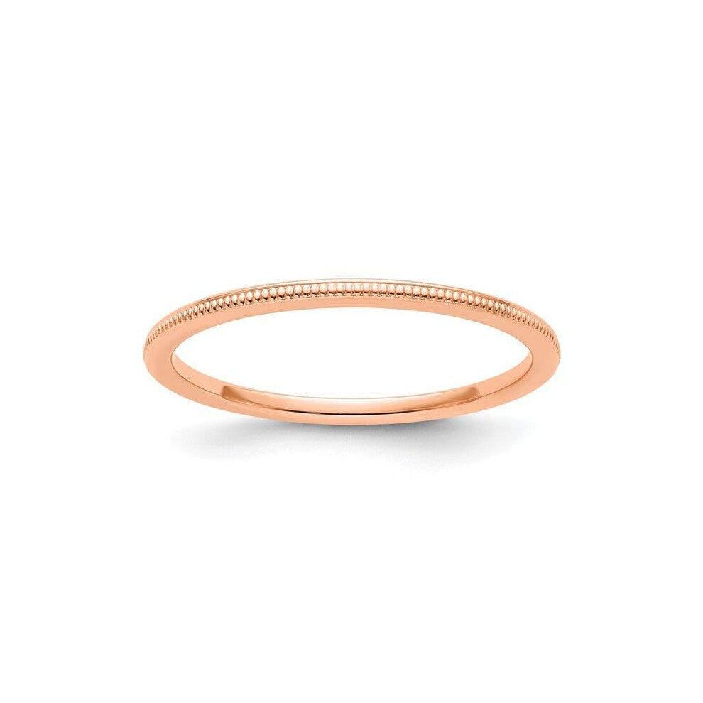14K Rose Gold 1.2 mm Milgrain Stackable Band - Size 8.5