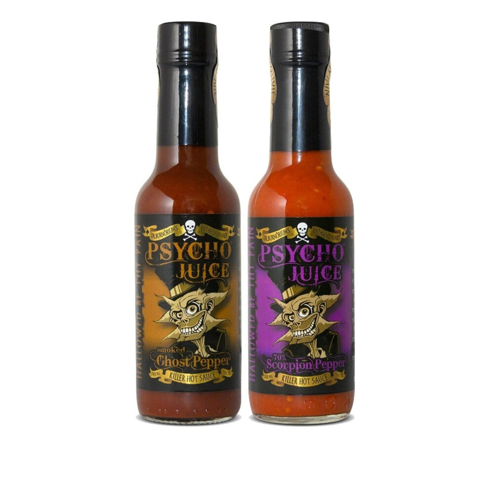 Psycho Juice Hot Sauce Chipotle Ghost & Scorpion Pepper 2 Bottle Set