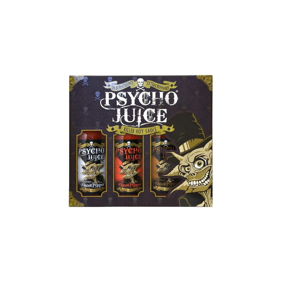 Psycho Juice Trio Hot Chilli Pepper Sauces Gift Box Set - Extreme Collection 2
