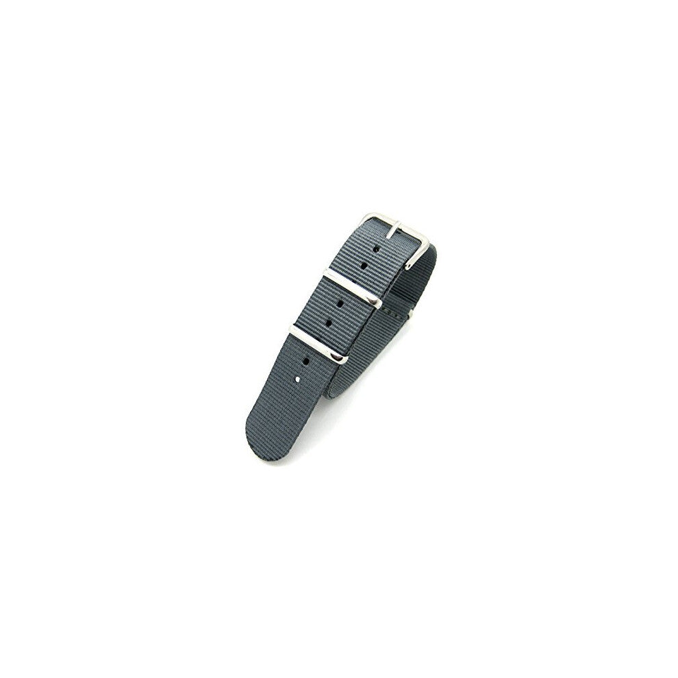Grey Infantry Military MoD NATO Nylon Fabric G10 4 Rings Watch Strap Band Chrome Buckle (16mm Fitting)