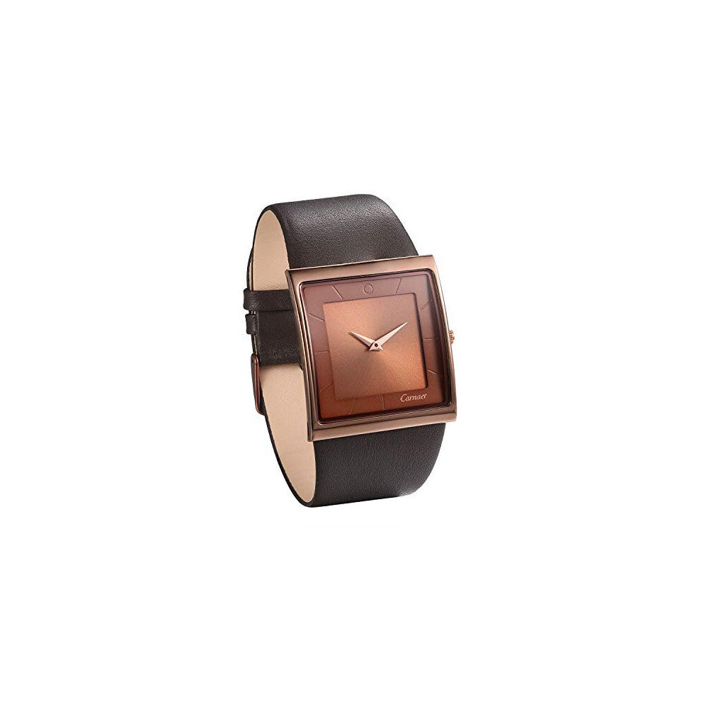 JewelryWe Mens Square Watch Simple Dial Quartz Leather Strap Casual Dress Watch(Coffee)