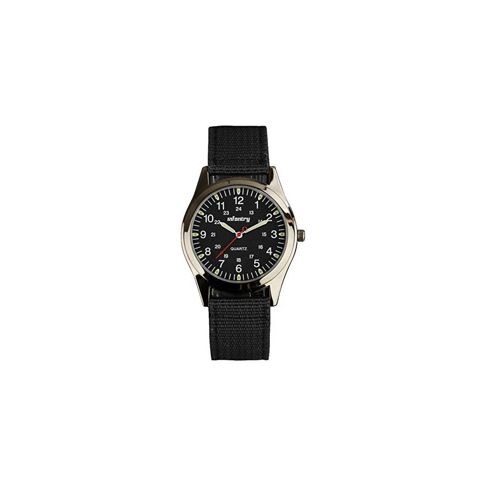 Infantry Mens Watch Analogue Wrist Watches for Men Outdoor Sport Military Tactical Field Quartz Wristwatch Casual Work Army Black Nylon Strap