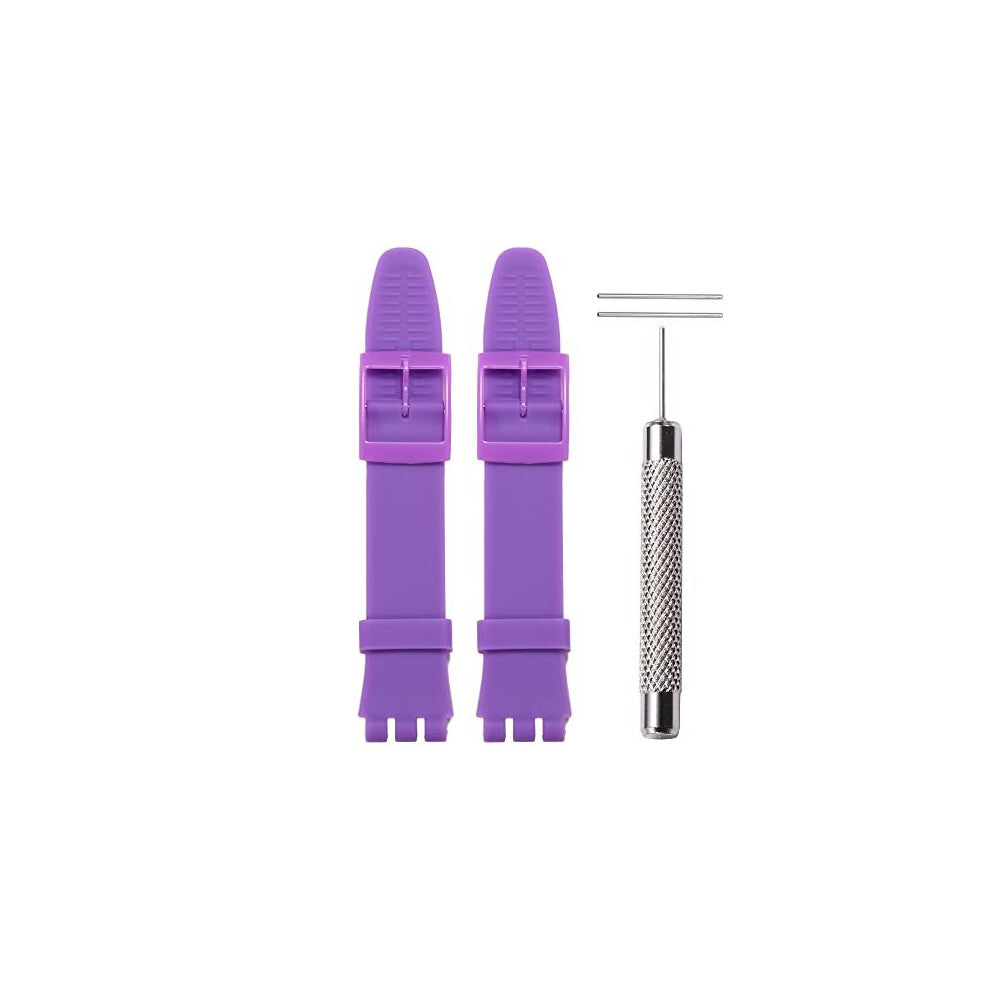 WRISTARMOR 17mm Silicone Strap Replacement for Swatch GS124 GW164 GB274 Lady Sweatproof Rubber Pin Buckle Replacement Band with Tool(Light purple)