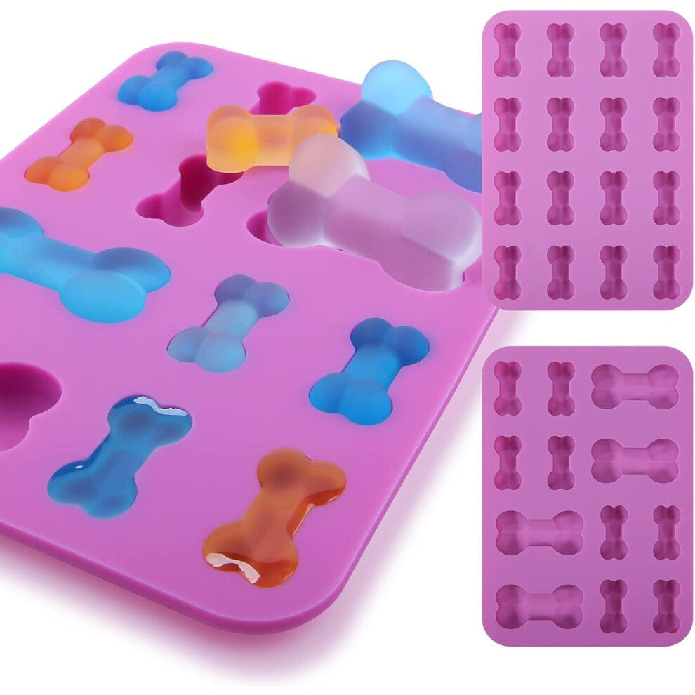 Bone Shaped Silicone Mold, Non-Stick Food Grade,Reusable Mold,forBaking,Candy,Cookie,Gummy,Jello,Dog Treats.2 PcsPurple