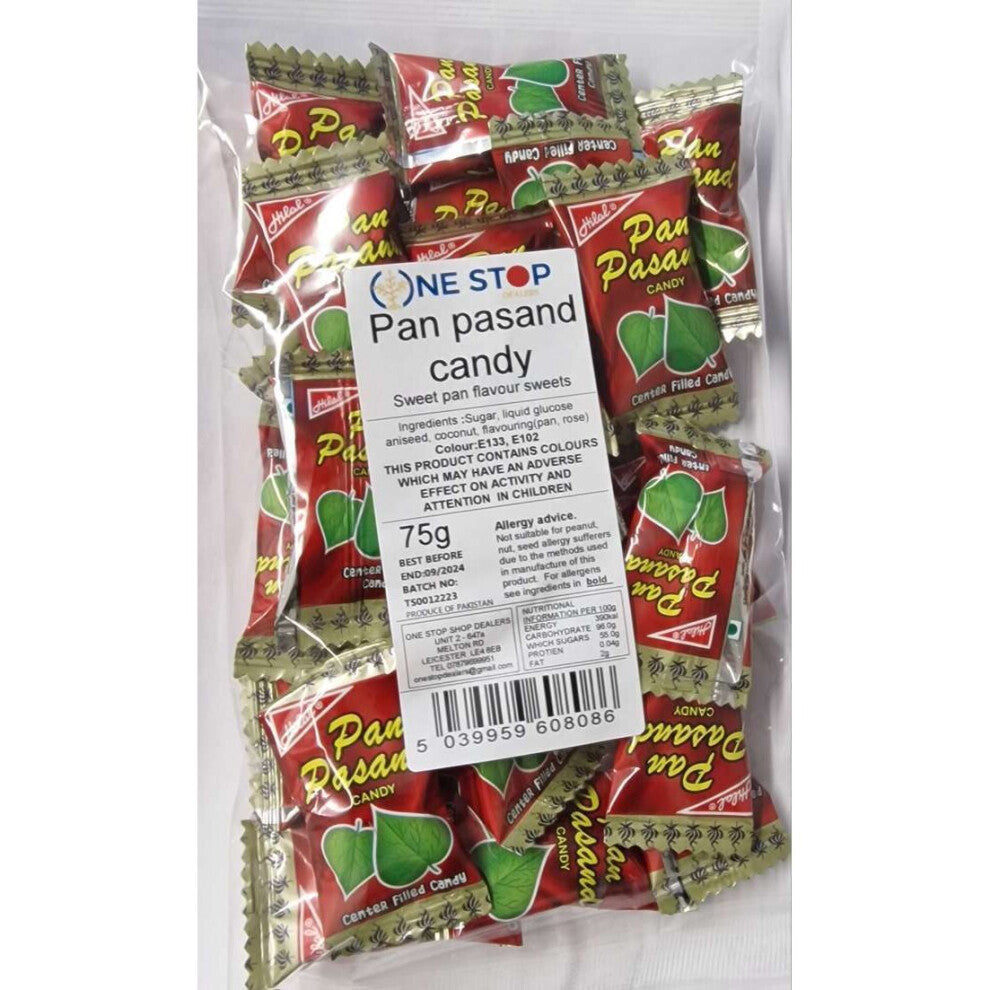 (PACK 1) Pan Pasand Candy Flavored Candies 75Gram