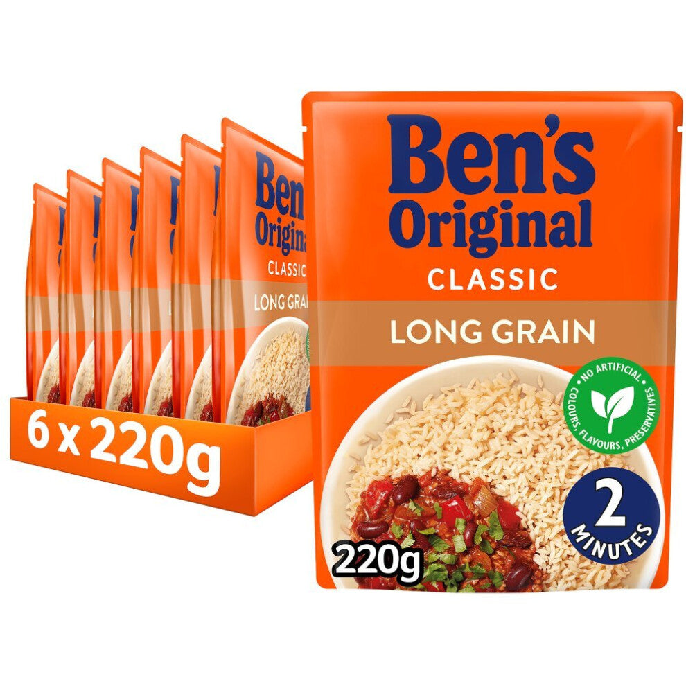 Bens Original Long Grain Microwave Rice 220g (Pack of 6)