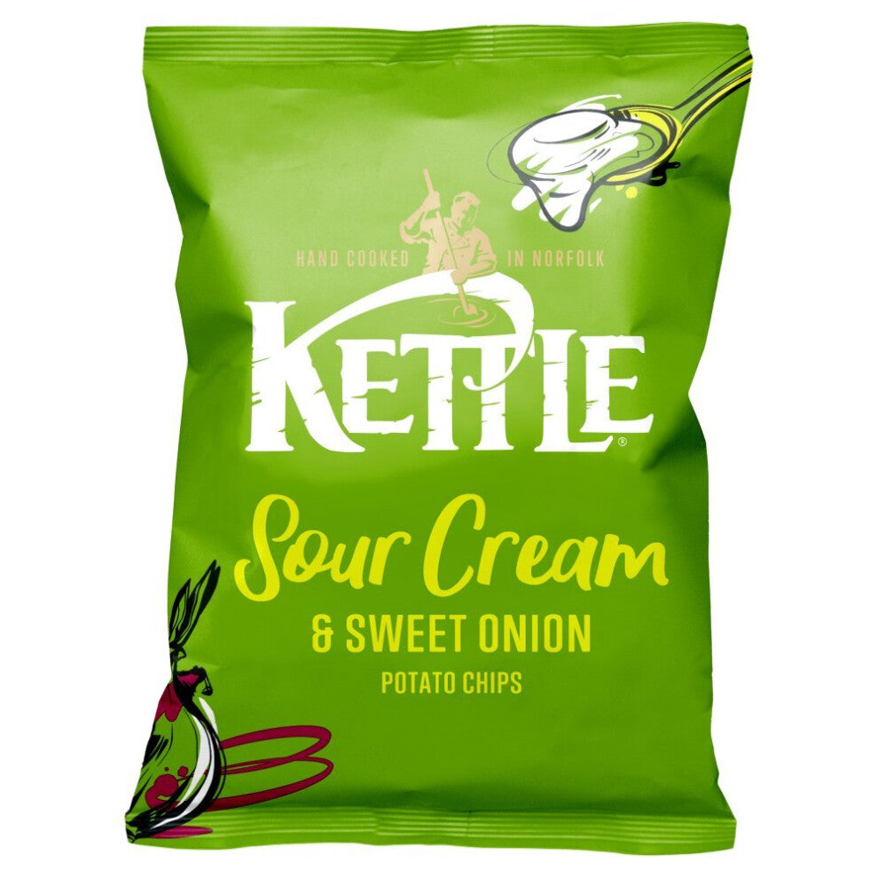 KETTLE Chips Sour Cream & Sweet Onion Sharing Crisps 130g (Pack of 12)