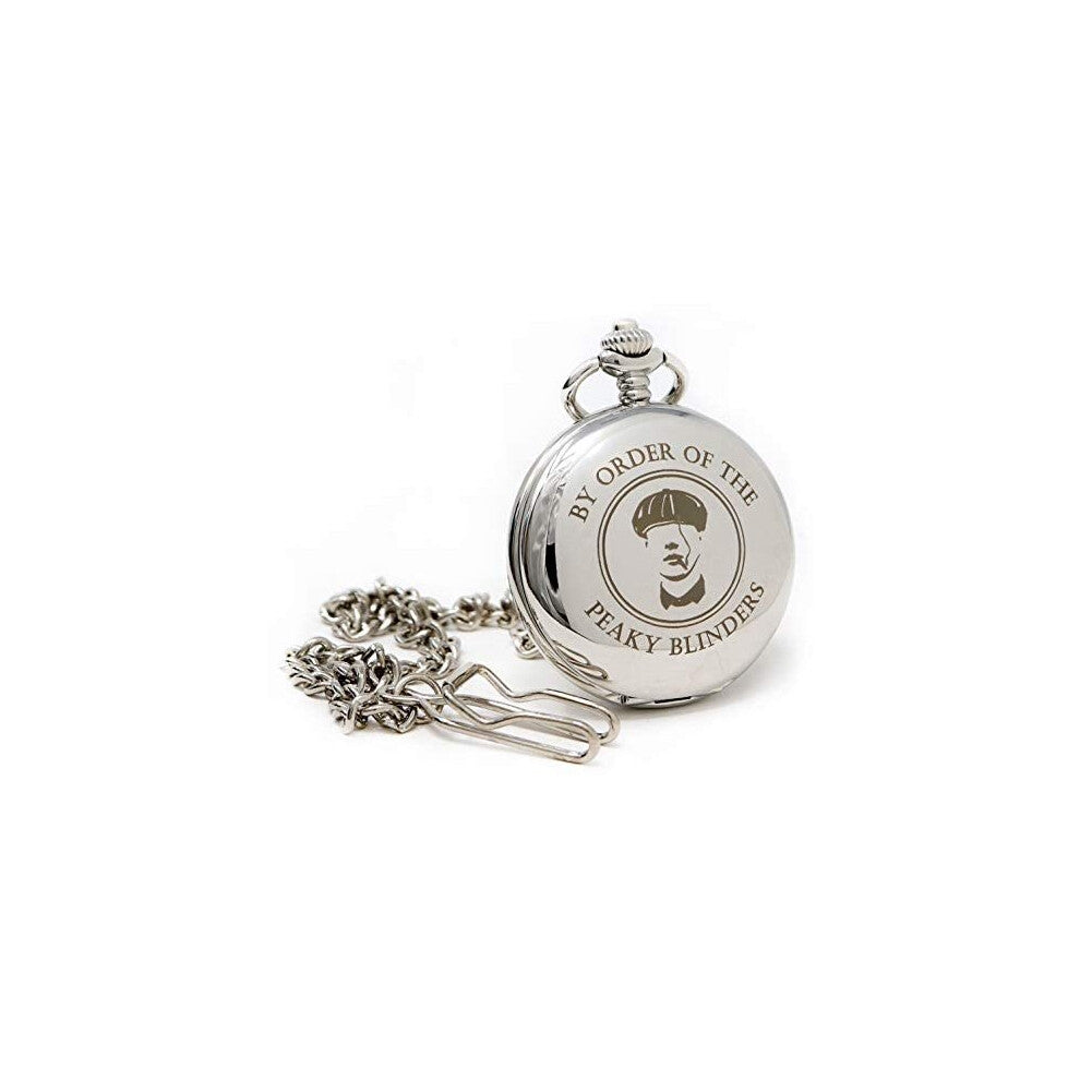 Personalised Engraved Silver Pocket Watch in Gift Box - Peaky Blinders Design (Design Only)