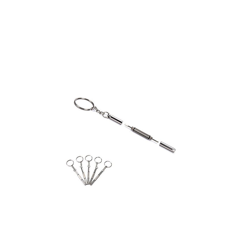 5Pcs Portable Hand Tools Mini 3 in 1 Eyeglass Screwdriver Sunglass Watch Repair Kit with Keychain