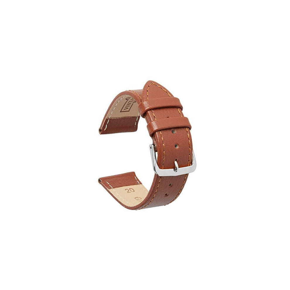 VintageTime Watch Straps - Buffalo Grain Calf Leather Replacement Watch Bands | 18mm, 20mm, 22mm (14mm, Tan - Steel Buckle)