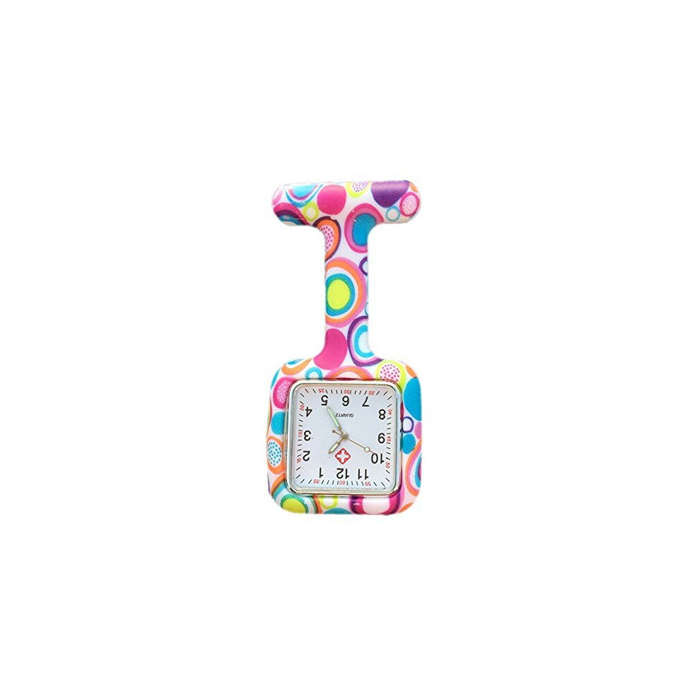 Boolavard? TM Nurses Fashion Coloured Patterned Silicon Rubber Fob Watches - Square Colourful Bubbles