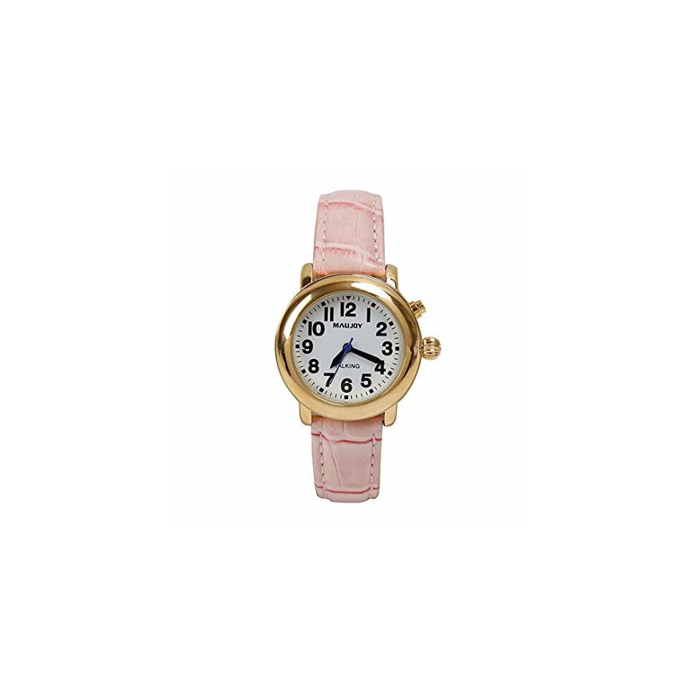 MAUJOY Quality Clear and Loud Voice Ultra thin Ladies English Talking Watch Speaks the Time, Date or alarm time for Elderly, Impaired Sight or Blind.
