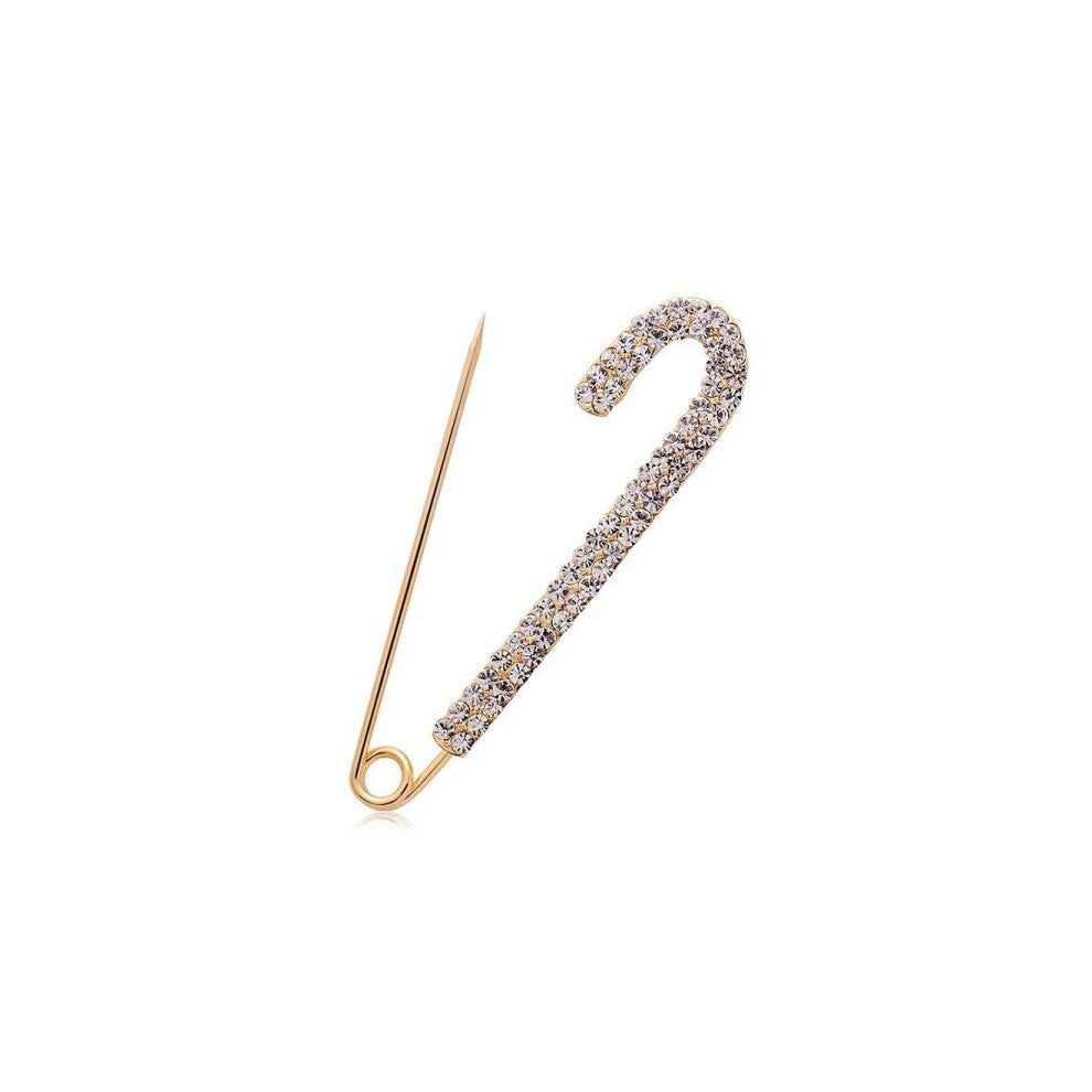 (Gold) Rhinestone Pins For Pants Waist Adjustment Women Cardigan Scarf Shawl Safety Brooches