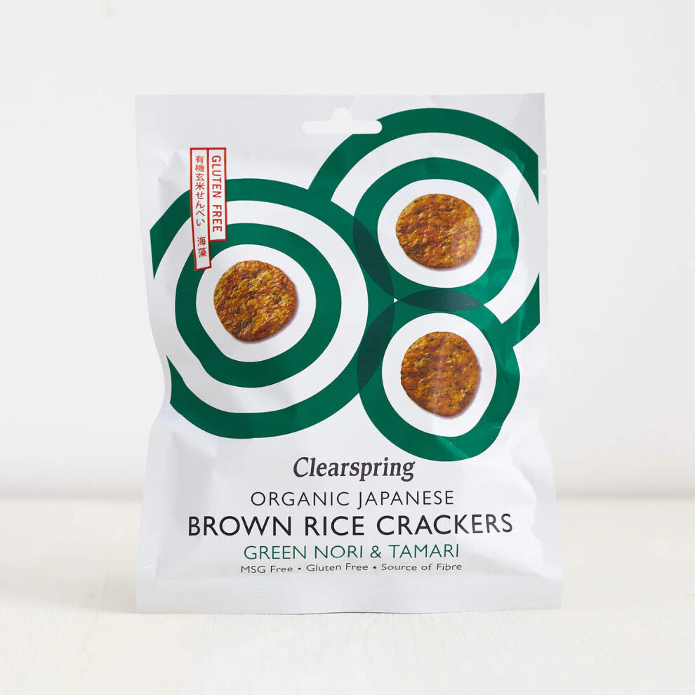 Clearspring Organic Japanese Brown Rice Crackers - Black Pepper & Tamari 40g (Pack of 12)