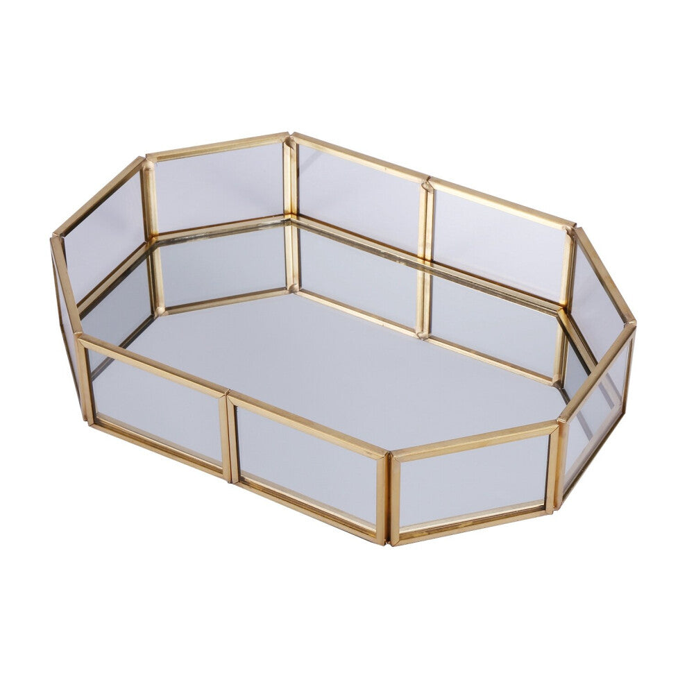 Nordic Style Glass Copper Geometry Storage Baskets Box Simplicity Organizer For Jewelry Necklace Dessert Plate(S)