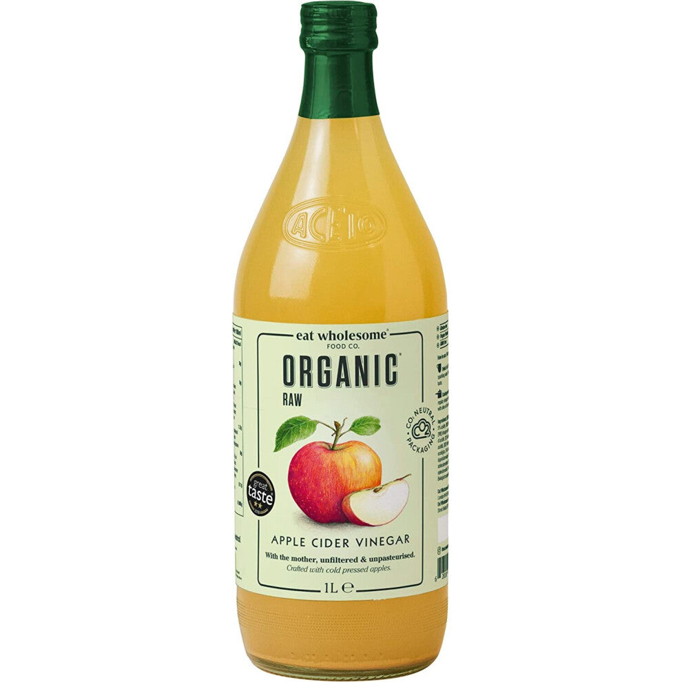 Eat Wholesome Organic Raw Apple Cider Vinegar Unfiltered with The Mother, in Box, 1 l (Pack of 1)