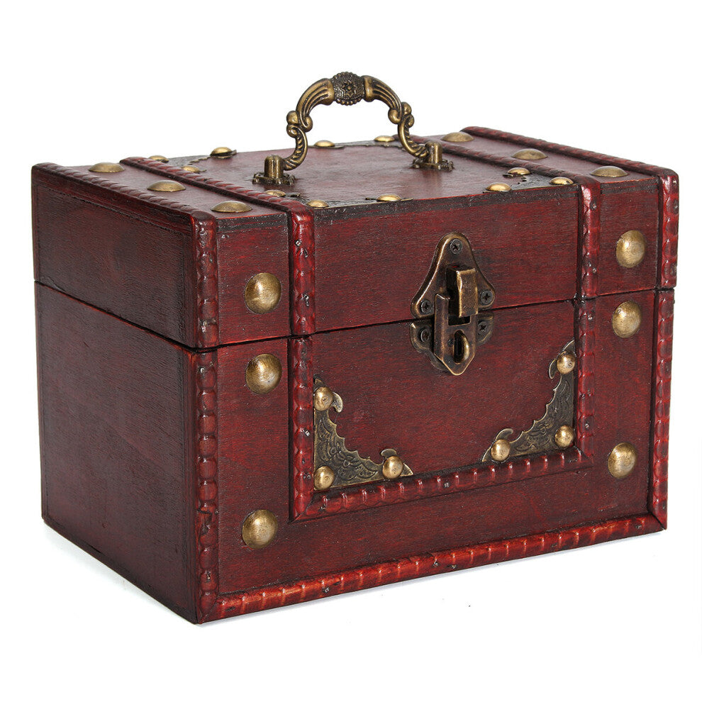 Vintage Wooden Storage Box Desktop Books Files Jewelry Sundries Organizer Storage Case Retro Box with Lock
