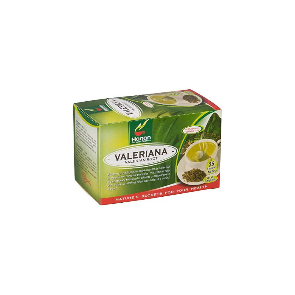 Valerian Root Tea Valeriana 25 Tea Bags of Valerian Root Herbal Tea from Peru Natures Strongest Sleep Aid Supplement 1000mg Valeerian Valerain per bag