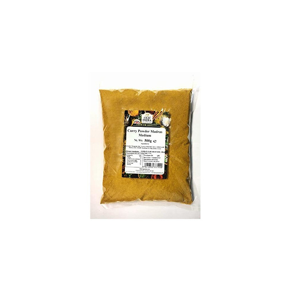 Old India Madras Medium Curry Powder 500g - 100% Natural, Additive-Free & GMO-Free, Versatile for Curries, Sauces & Stews