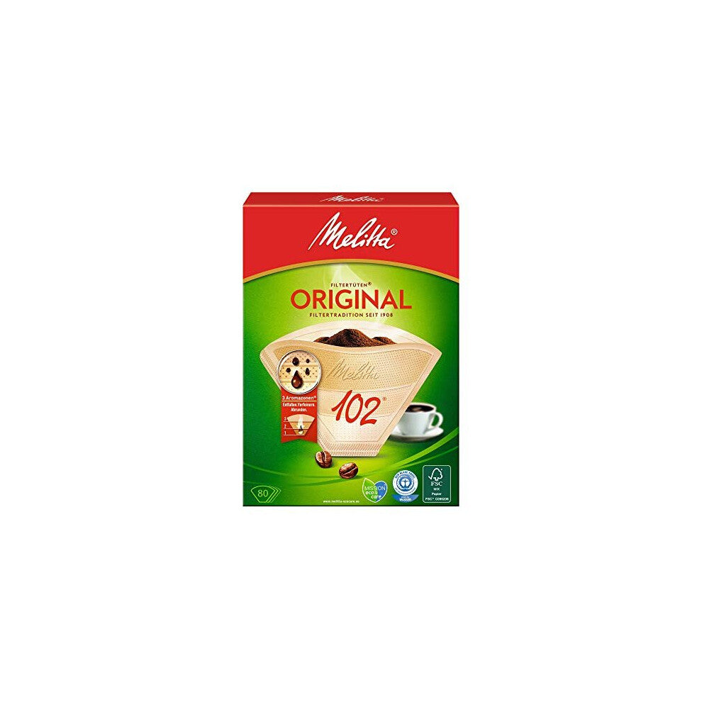 Melitta 80 Coffee Filters Size 102 For Filter Coffee Makers Original Brown