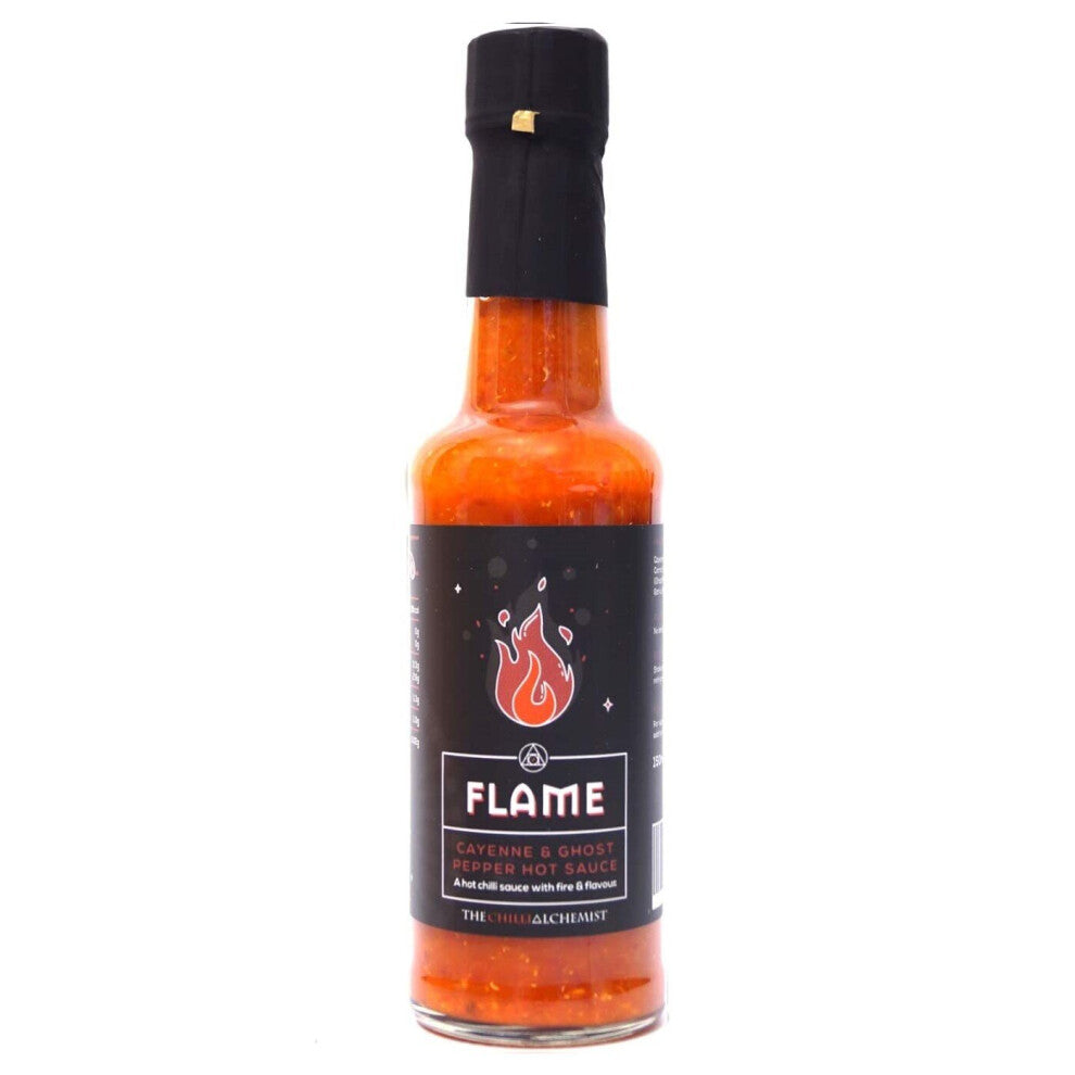 Hot Sauce Condiment Cayenne & Ghost Pepper Spicy Chilli Flame 150 ml