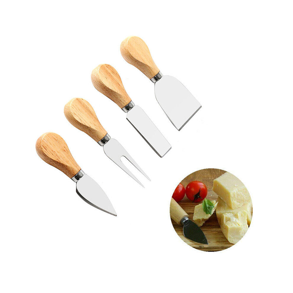 4pcs set Knives Bard Set Oak bamboo wood Handle Cheese Knife slicer Kit Kitchen Cooking Tools cheedse cutter Useful Accessories