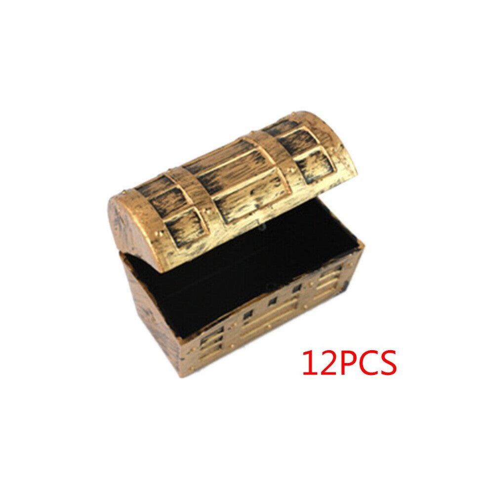 New 12 Pcs Mini Pirate Gold Treasure Chests Kids Toy Cake Decoration Candy Box