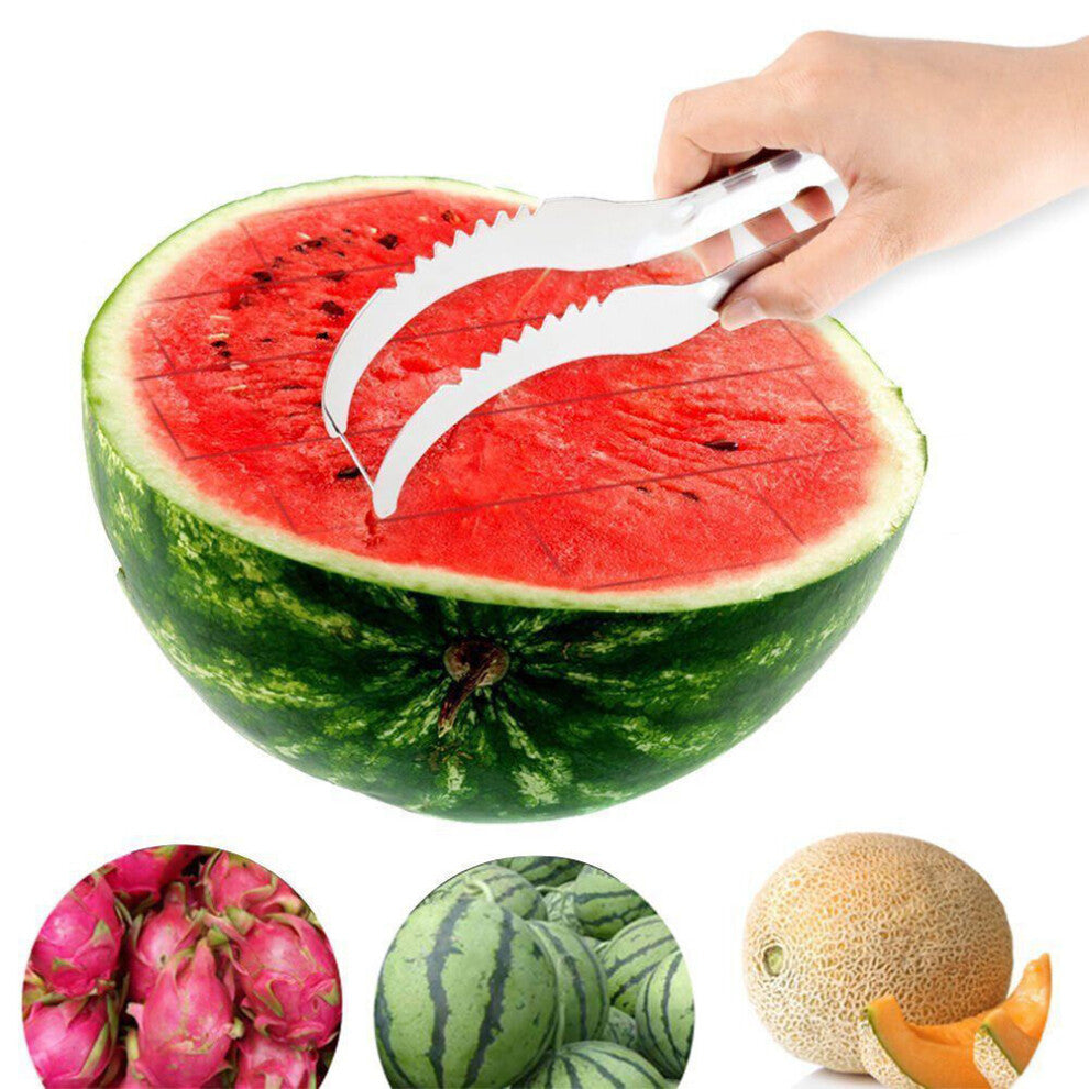 Stainless Steel Watermelon Slicer Fruit Knife Cutter and Ice Cream Ballers Melon Scoop Double Size Spoon Set Kitchen Tools