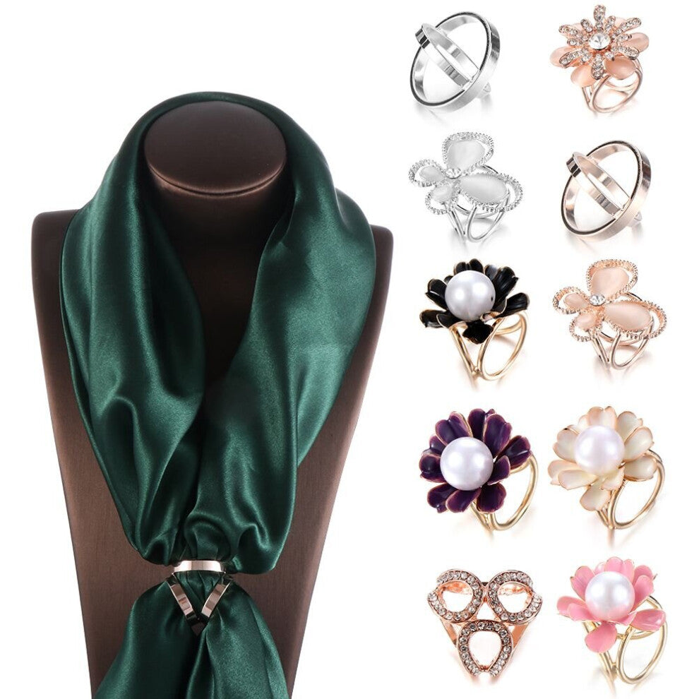 1PC Rhinestone Garland Hoop Twine Brooch Silk Scarf Clip Buckle Holder Diamond Pin Crystal Shawl Buckle Jewelry Gift