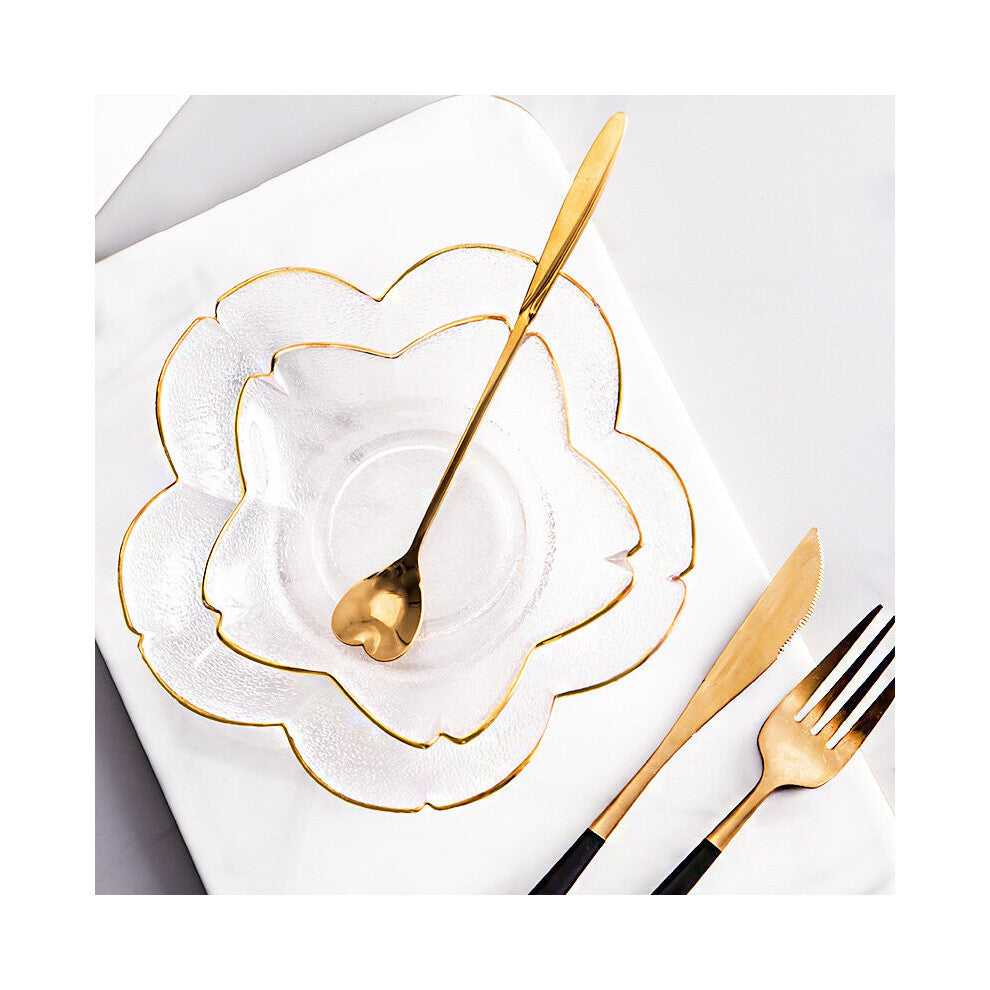 Gold Rim Glass Salad Bowls Dinner Plates Kitchen Utensils Glass Soup Plate Fruit Dishes Cooking Dinnerware Food Container