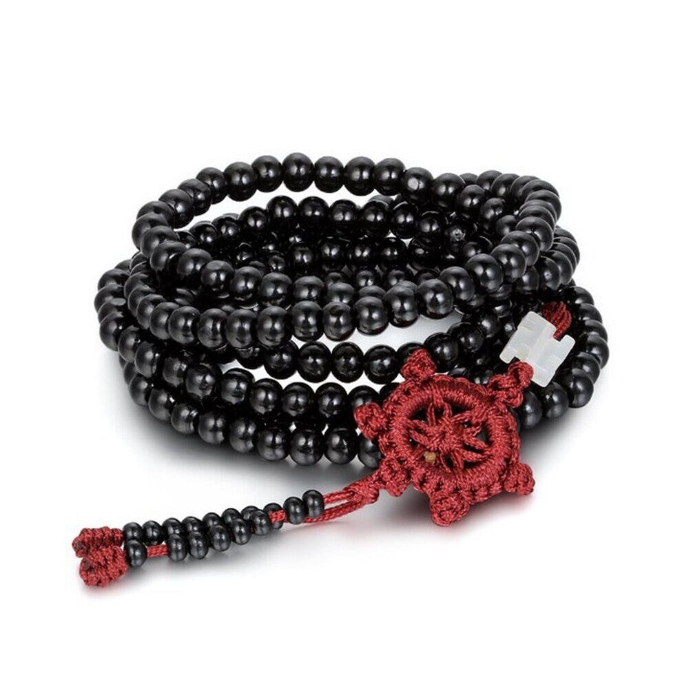 Tibetan Sandalwood Buddhist Buddha 216 Prayer Beads Mala Bracelet-Necklace
