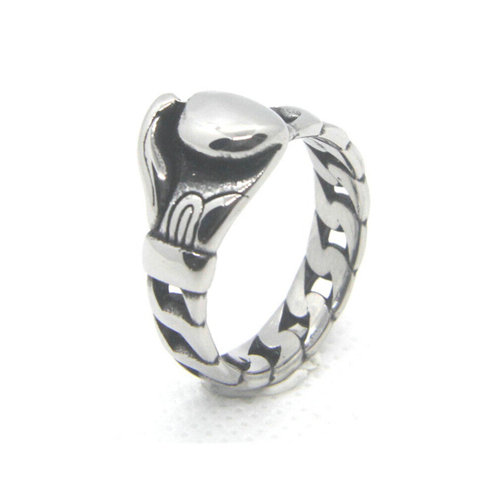 Stainless Steel Cuban Chain Boxing Glove Ring Man Power Punk Rings Jewelry Size 7-13