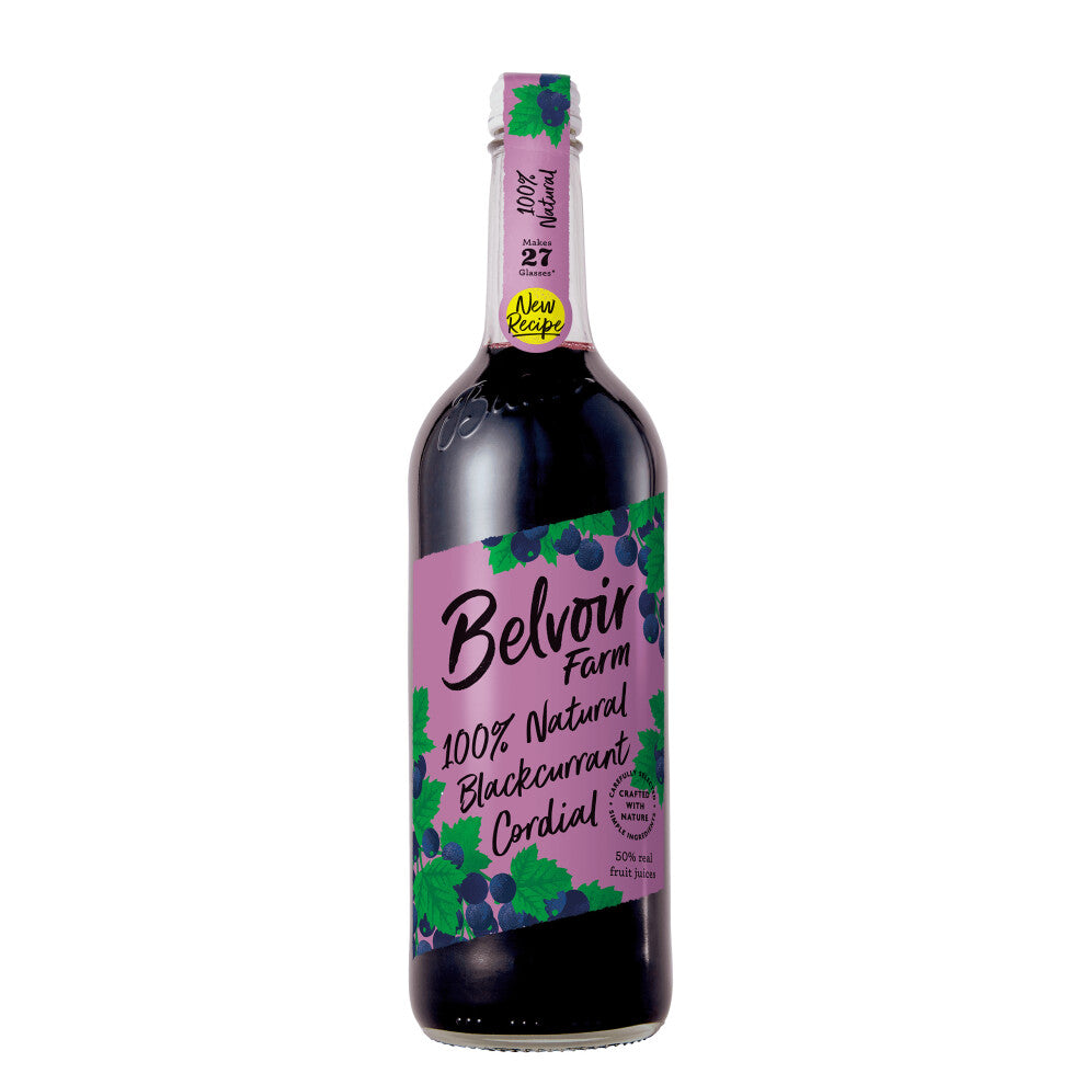 Belvoir Blackcurrant Cordial 750ml - Pack of 6, Over 50% Real Blackcurrant Juice, Non-Alcoholic, 27 Glasses per Bottle