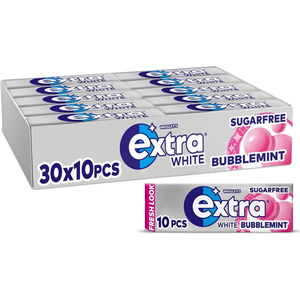 Wrigley's Extra Bubblemint flavoured Chewing Gum, 30 Packs of 10 Pcs