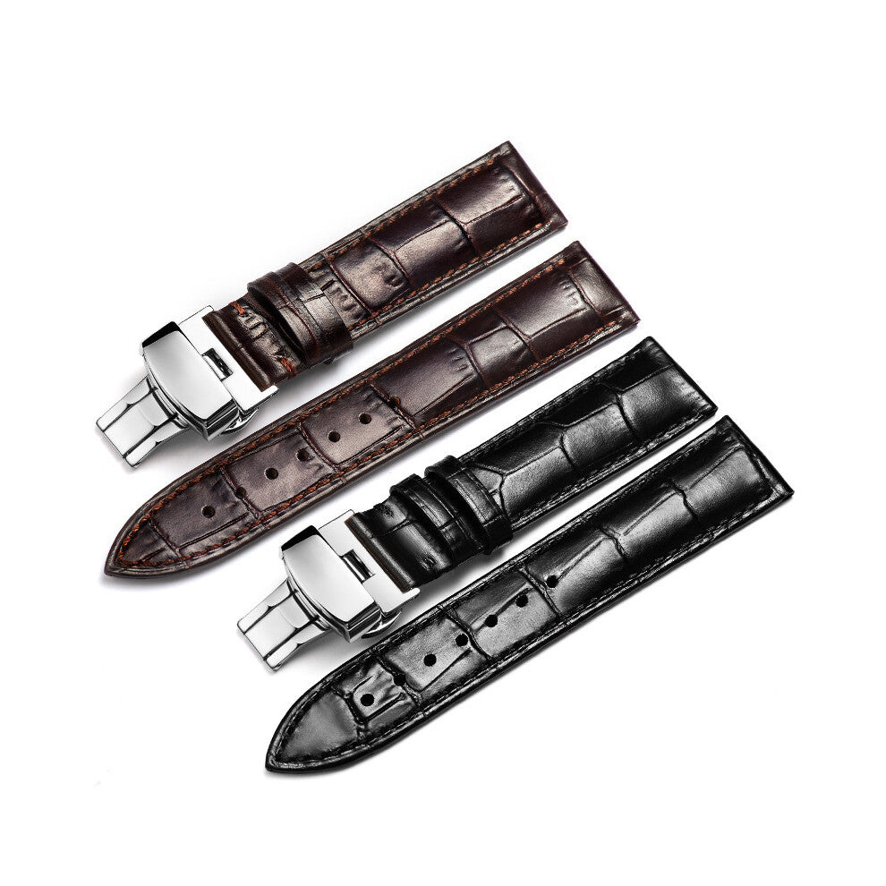 Bakeey 22mm Genuine Leather Strap Replacement Alligator Grain Watch Band