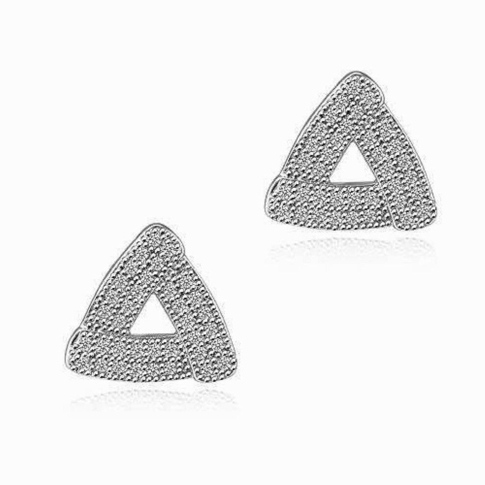 Triangle Zirconia Stud Earrings With Milgrain Detailing, Earrings, Zircon Stone Earrings()