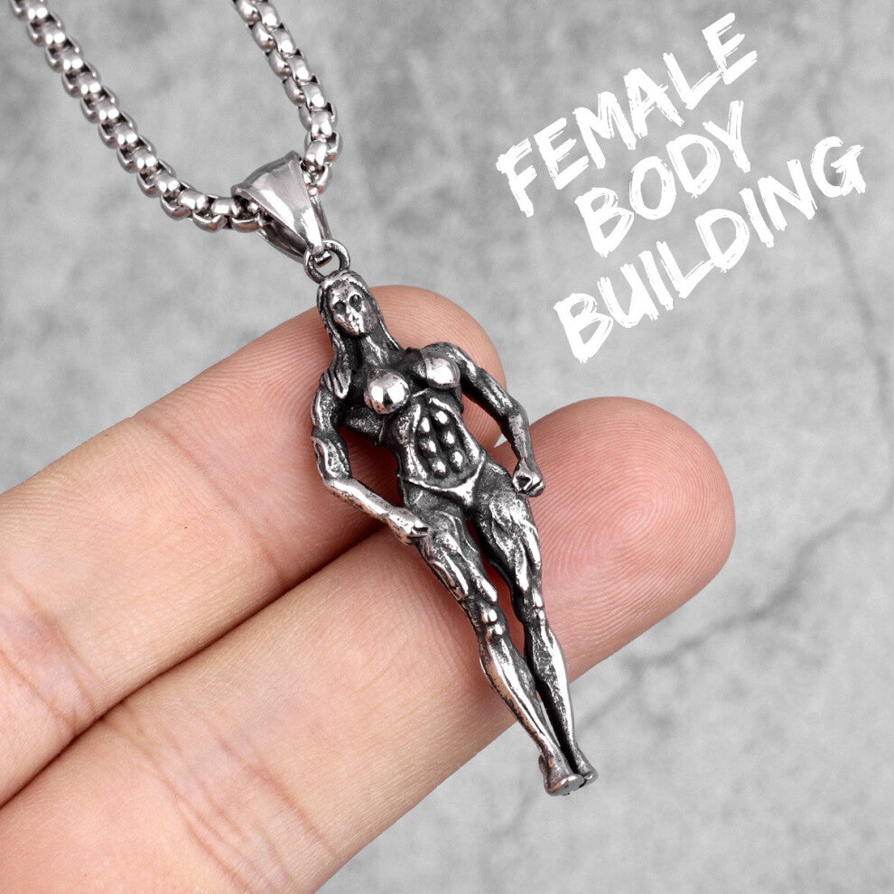 (Light Yellow Gold Color, 60cm) Fitness Gym Bodybuilding Boxing Gloves Stainless Steel Men Necklaces Pendants Chain for Boyfriend Male Jewelry Gift