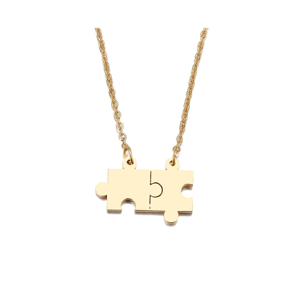 Stainless Steel Necklace For Women Lover's And Silver Puzzle Pendant Necklace Engagement Jewelry