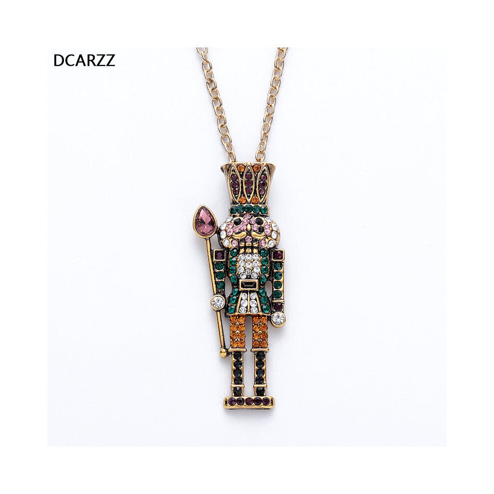 Colorful Crystals Nutcracker Ballet Pendant Women Choker Necklaces Baby Children Gift Mom Necklace Vintage Jewelry