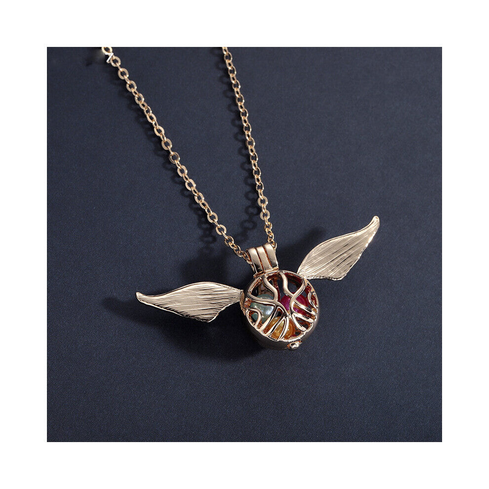 Harong Snitch Angel Pearl Necklace Pendant Long Link Chain Jewelry Party Cage Necklace Women DIY Accessories Gift