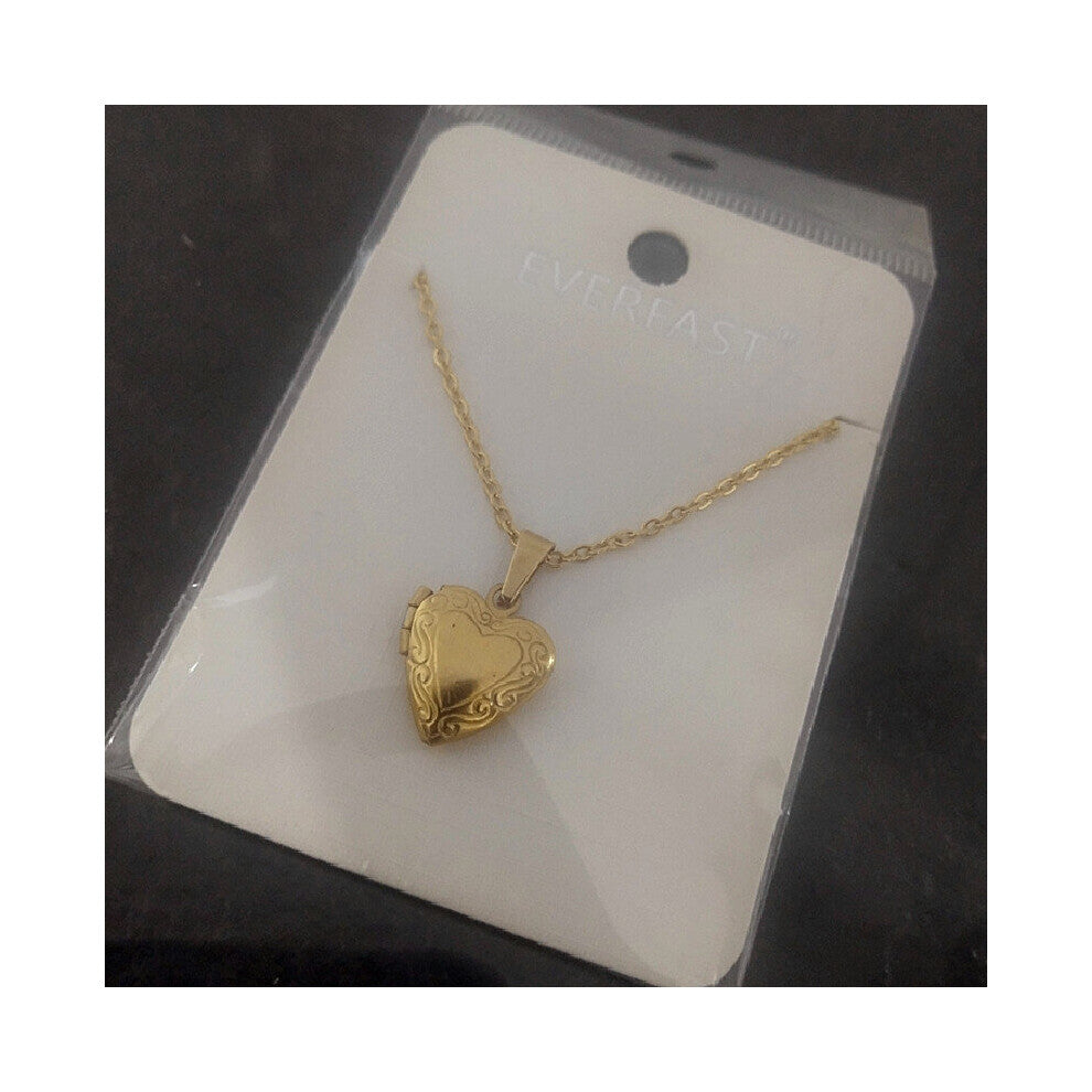 1 Heart Shaped Photo Frame Pendant Necklace Love Heart Charm Stainless Steel Locket Necklace Women Men Memorial Jewelry