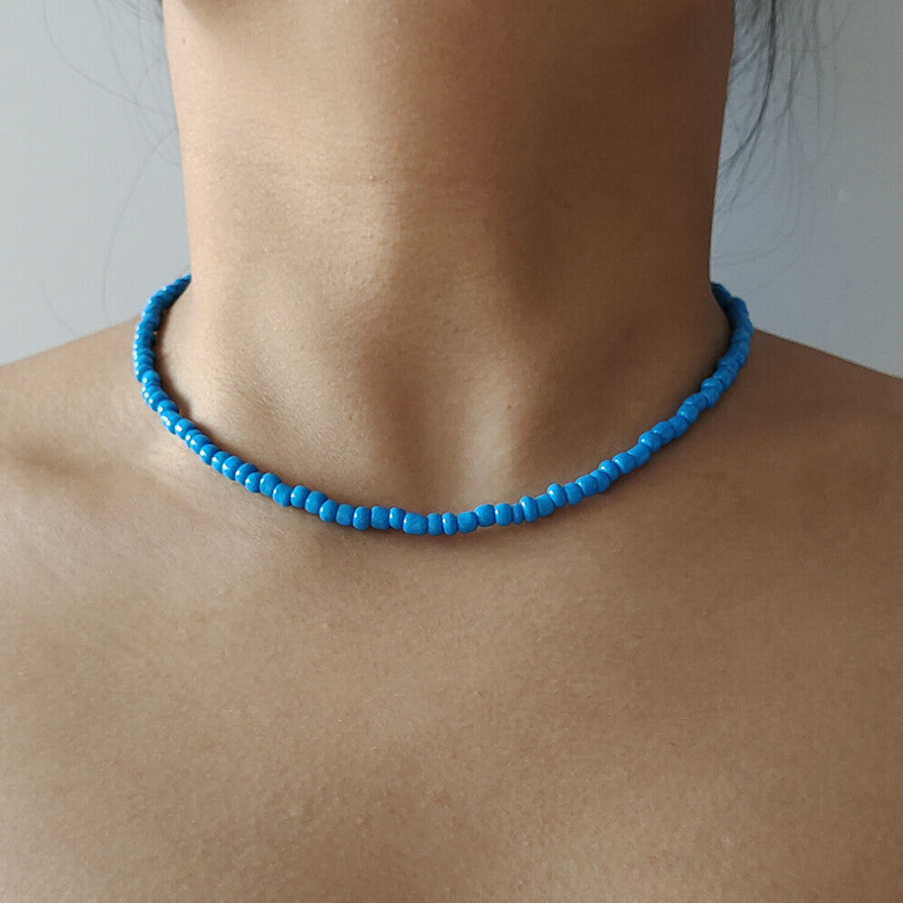 ZX Candy Beaded Chain Chokers Short Necklace for Women Girl Boho Necklace Jewelry Party