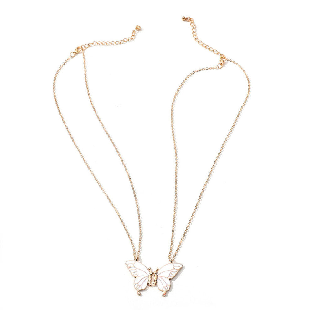 1pair Beauty Butterfly Pendant Necklaces for Women Girl Special Gift for Mother Daughter Fine Chain Chokers for Sister