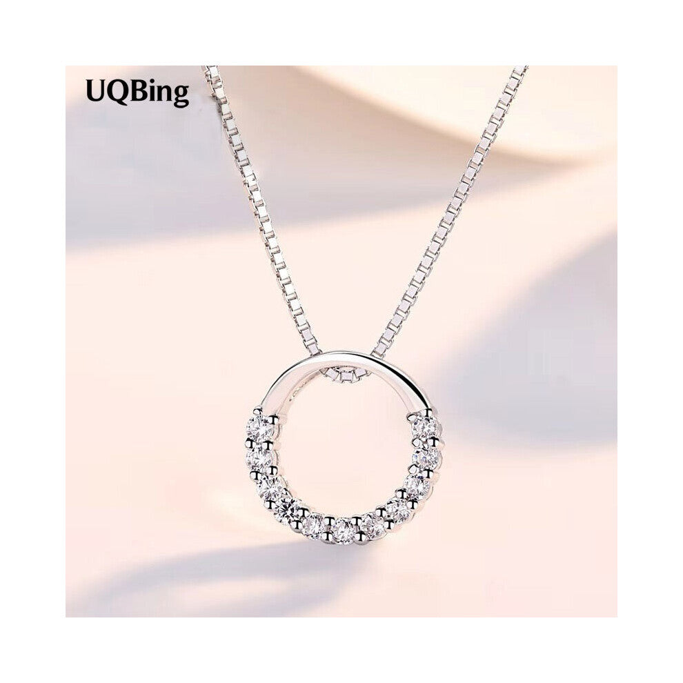925 Stamp Silver Necklaces Round Crystal Zircon Wedding Pendants&Necklaces Women Jewelry