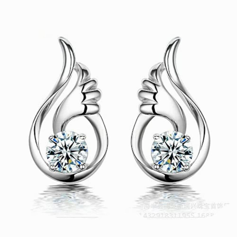 Plated Wing Pendant With Stud Earrings, Angel Jewelry Set, Sets For Girlfriend, Earring, Necklace(Earring)