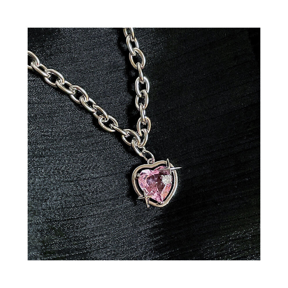 Y2k Necklace Peach Heart Water Drop Chokers Necklaces for Women Chocker Sweet Clavicle Chain Accessories