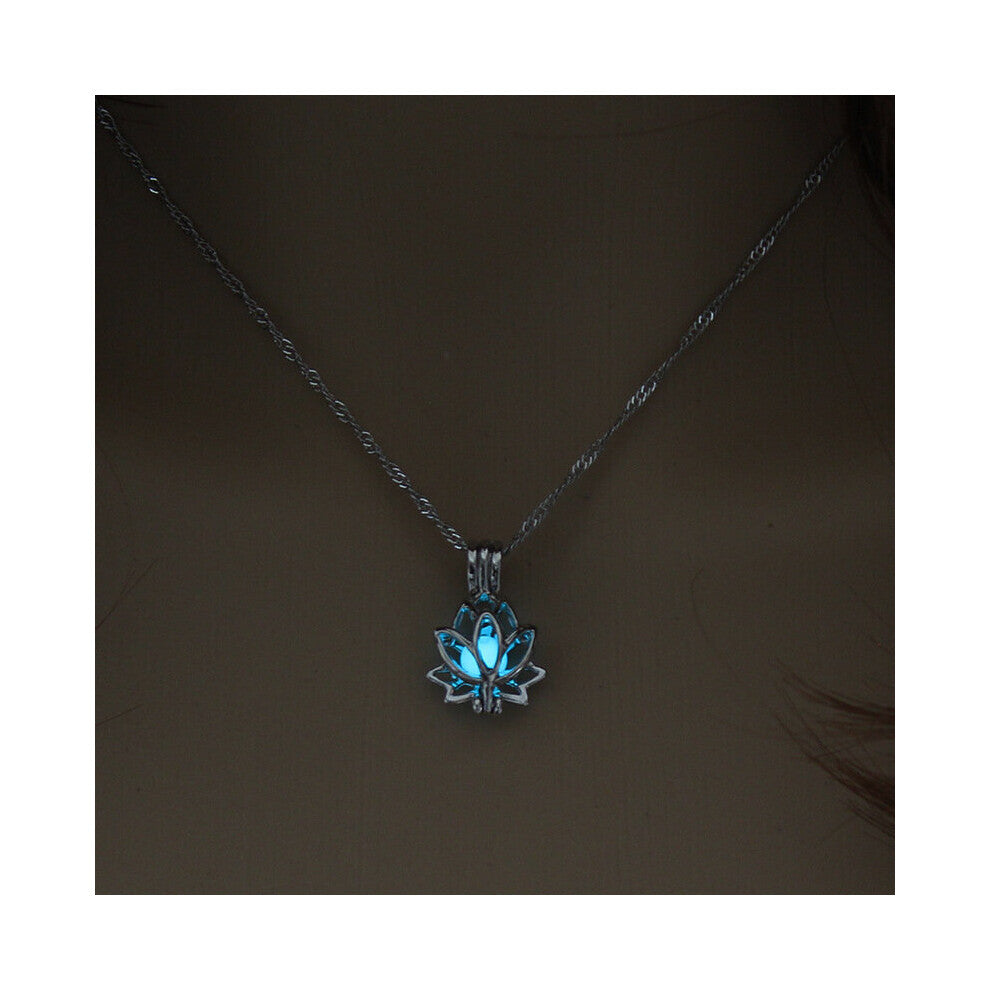 Tree of Life Time Magic Box Fluorescent Pendant Necklace Ancient Silver Luminous Chokers for Men Women Halloween Party