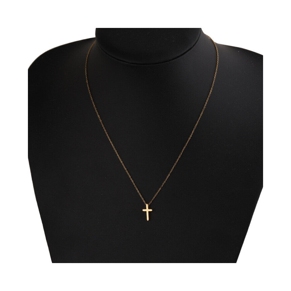 Rinho Stainless Steel Cross Pendant Necklace Women Men Minimalist Vintage Long Chain Necklaces Chokers Jewelry Gift