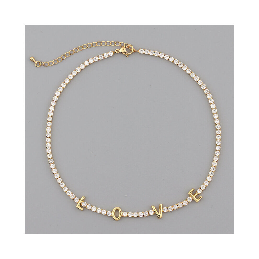 Micro Pave Cubic Zircon Tennis Chain Love Necklaces for Women Crystal Chokers Necklaces Women Jewelry